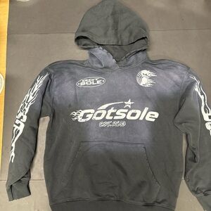 Gotsole Hellstar themed distressed Black Hoodie (easily fits s to med) RARE